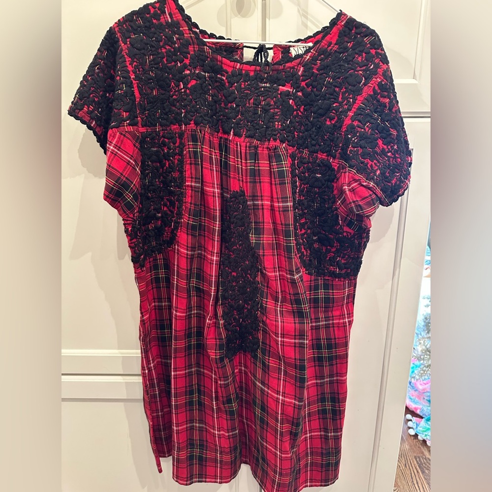 Sister Mary Red and Black Plaid Shift Dress